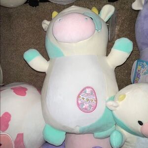 14” Belana the Cow with egg embroidery